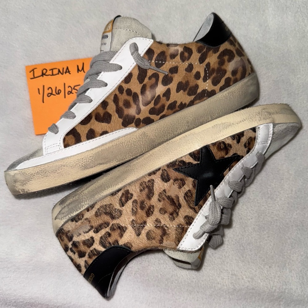 GOLDEN GOOSE Suede Toe Leopard Superstar Size 39 (US Women’s 8.5) New in Box - Picture 6 of 16